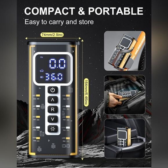 Tire Inflator Portable Air Compressor, Air Pump for Car Tires 20000mAh Battery - Picture 8 of 11